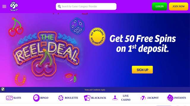 Play OJO casino screenshot